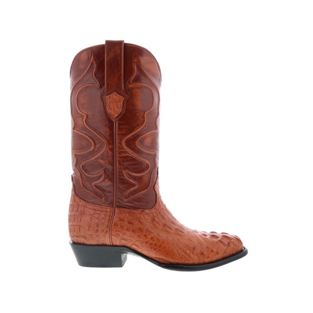 Wild West Mens Caiman Hornback Boots Med R-Toe Brown Boots (NWT)